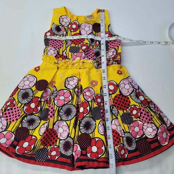 Bibz Kids‎ Yellow Floral Fit and Flare Dress Girls 4X Summer Outfit Lined - Picture 8 of 9